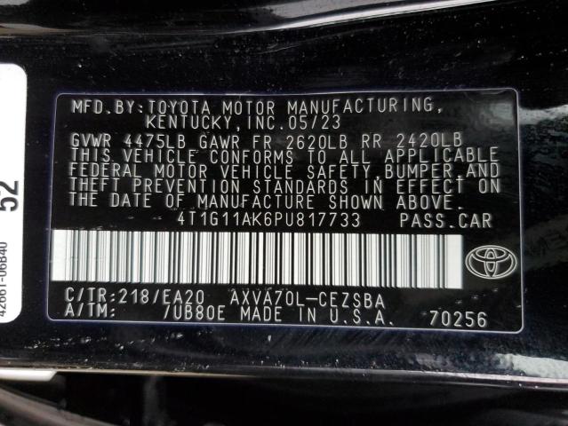 4T1G11AK6PU817733 - 2023 TOYOTA CAMRY SE NIGHT SHADE BLACK photo 12