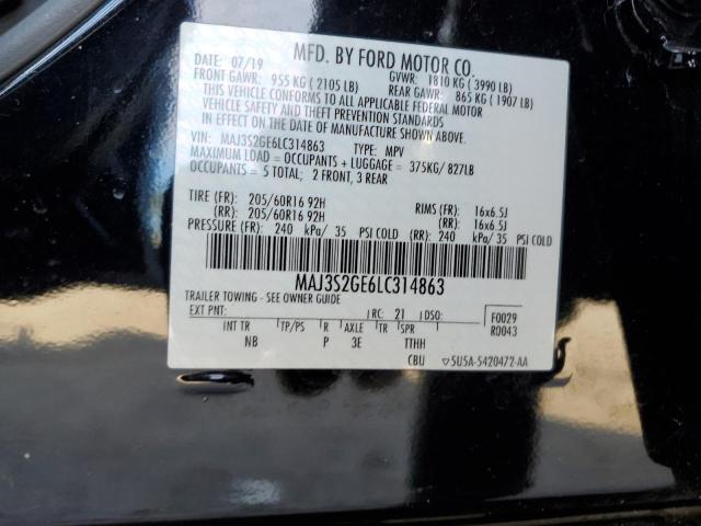 MAJ3S2GE6LC314863 - 2020 FORD ECOSPORT SE BLACK photo 14