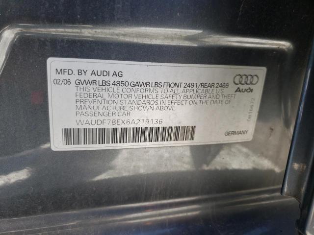 WAUDF78EX6A219136 - 2006 AUDI A4 2.0T QUATTRO GRAY photo 12