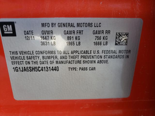 1G1JA6SH5C4131440 - 2012 CHEVROLET SONIC LS 橙色 照片 10