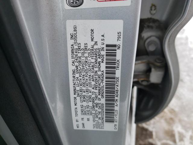 5TEJU62N65Z028509 - 2005 TOYOTA TACOMA DOUBLE CAB PRERUNNER SILVER photo 12