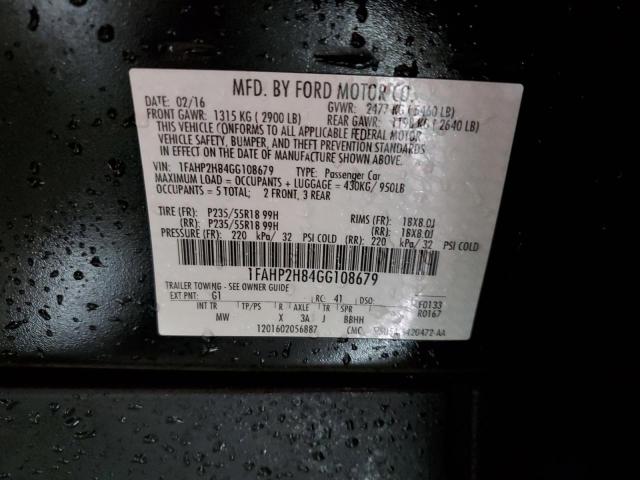 1FAHP2H84GG108679 - 2016 FORD TAURUS SEL BLACK photo 13