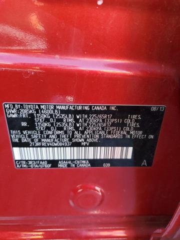 2T3RFREV4DW084937 - 2013 TOYOTA RAV4 XLE RED photo 12