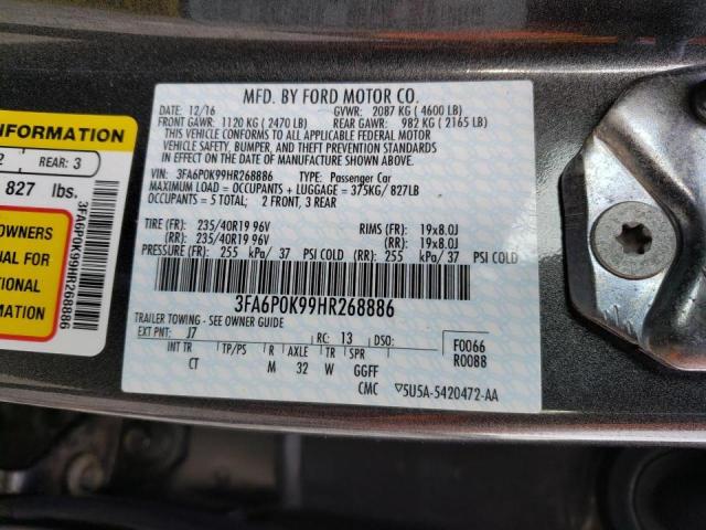 3FA6P0K99HR268886 - 2017 FORD FUSION TITANIUM CHARCOAL photo 12