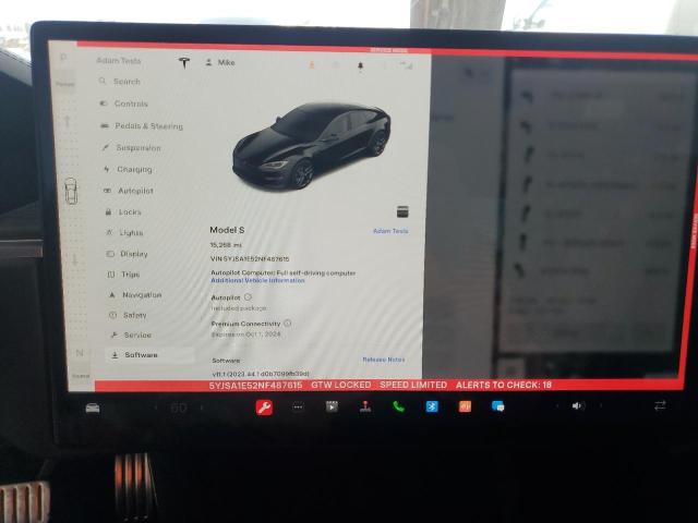 5YJSA1E52NF487615 - 2022 TESLA MODEL S შავი ფოტო 9