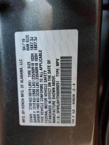 5FNRL6H72KB099251 - 2019 HONDA ODYSSEY EXL GRAY photo 13