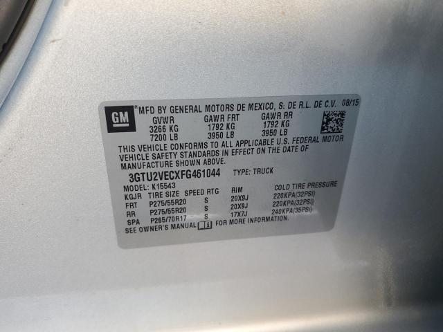 3GTU2VECXFG461044 - 2015 GMC SIERRA K1500 SLT SILVER photo 12