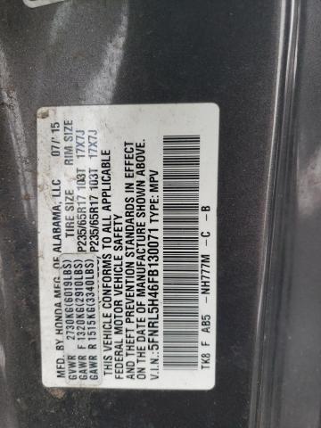 5FNRL5H46FB130071 - 2015 HONDA ODYSSEY EX GRAY photo 12