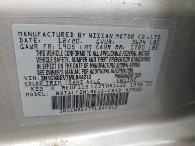 3N1CN8EV7ML844212 - 2021 NISSAN VERSA SV SILVER photo 12