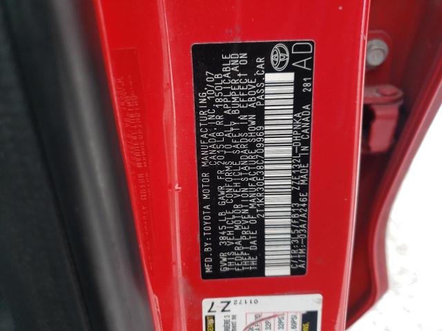 2T1KR30E38C709969 - 2008 TOYOTA COROLLA MA XR RED photo 13