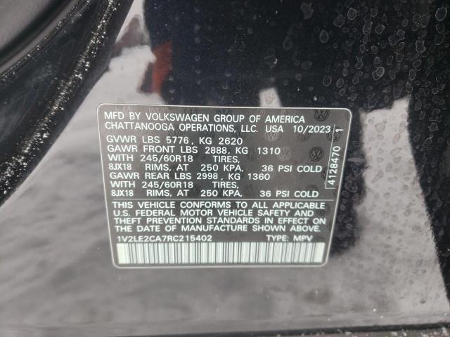 1V2LE2CA7RC215402 - 2024 VOLKSWAGEN ATLAS CROS SE Noir photo 13