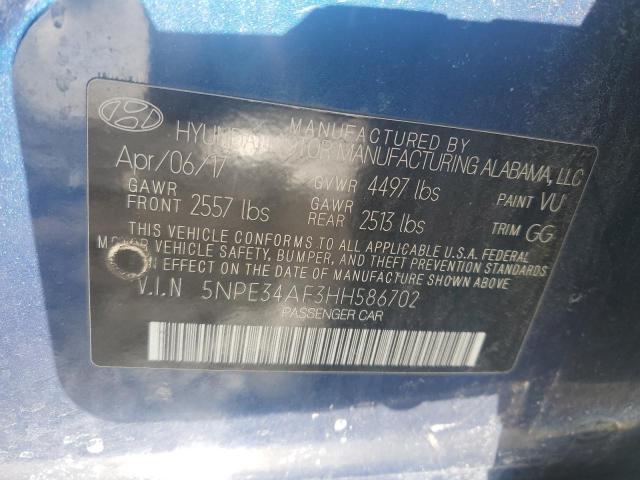 5NPE34AF3HH586702 - 2017 HYUNDAI SONATA SPORT BLUE photo 12