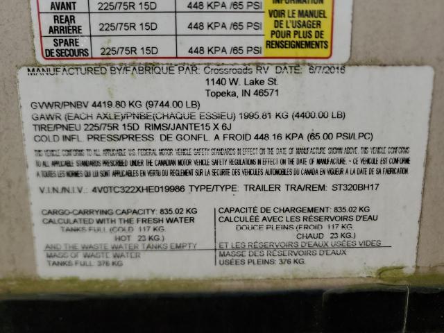 4V0TC322XHE019986 - 2017 CROS ALL MODELS BEIGE photo 10