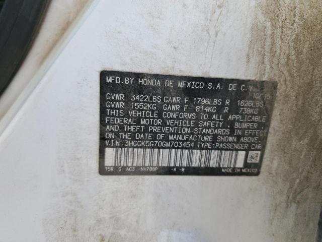 3HGGK5G70GM703454 - 2016 HONDA FIT EX WHITE photo 12