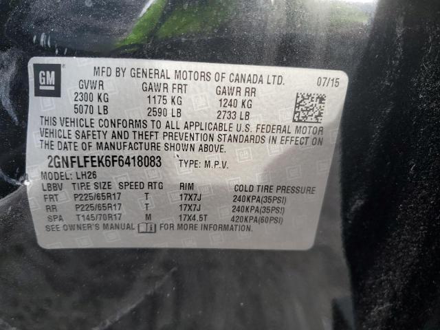 2GNFLFEK6F6418083 - 2015 CHEVROLET EQUINOX LT BLACK photo 13