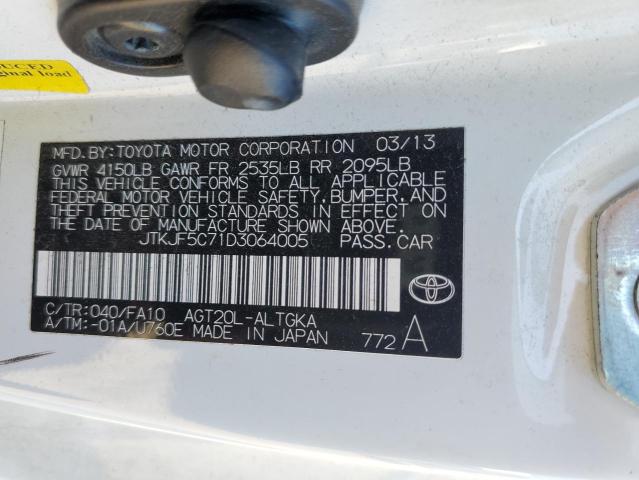 JTKJF5C71D3064005 - 2013 TOYOTA SCION TC 白色 照片 12