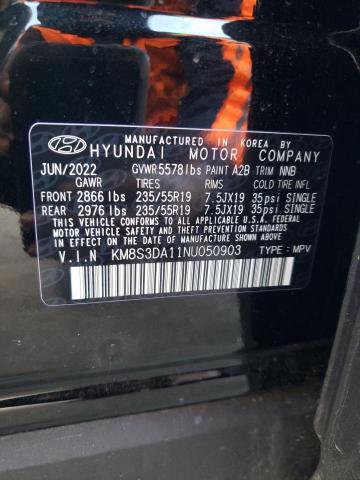 KM8S3DA11NU050903 - 2022 HYUNDAI SANTA FE SEL PREMIUM BLACK photo 12