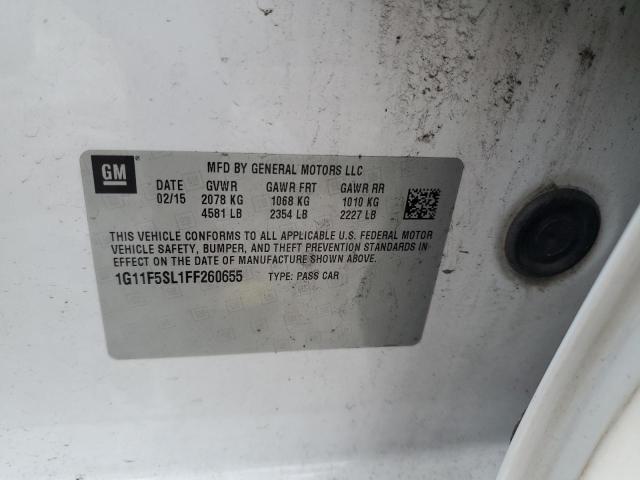 1G11F5SL1FF260655 - 2015 CHEVROLET MALIBU LTZ თეთრი ფოტო 12