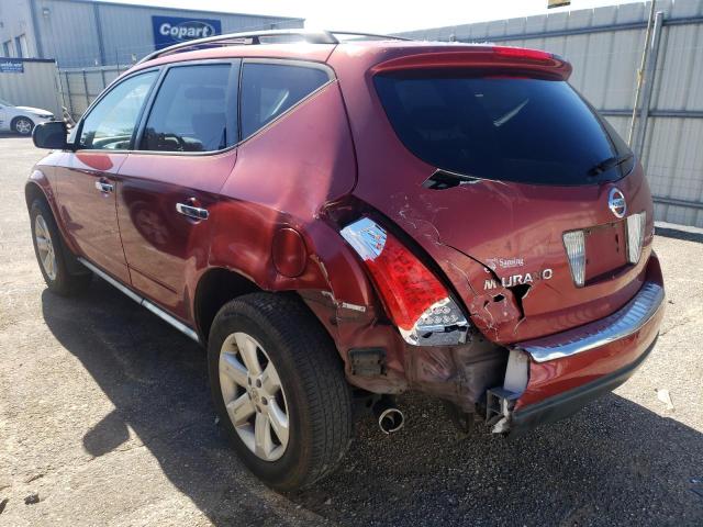 JN8AZ08T17W531230 - 2007 NISSAN MURANO SL RED photo 2