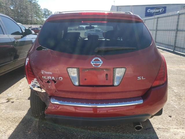 JN8AZ08T17W531230 - 2007 NISSAN MURANO SL RED photo 6