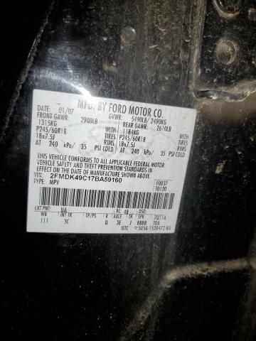 2FMDK49C17BA59160 - 2007 FORD EDGE SEL PLUS BLACK photo 12