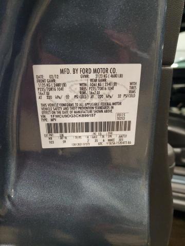 1FMCU9DG3CKB99157 - 2012 FORD ESCAPE XLT GRAY photo 12