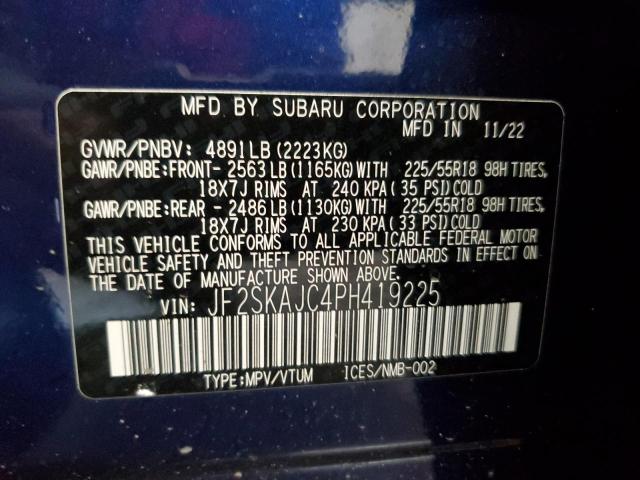 JF2SKAJC4PH419225 - 2023 SUBARU FORESTER SPORT BLUE photo 13