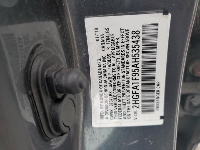 2HGFA1F95AH535438 - 2010 HONDA CIVIC EXL ნაცრისფერი ფოტო 12