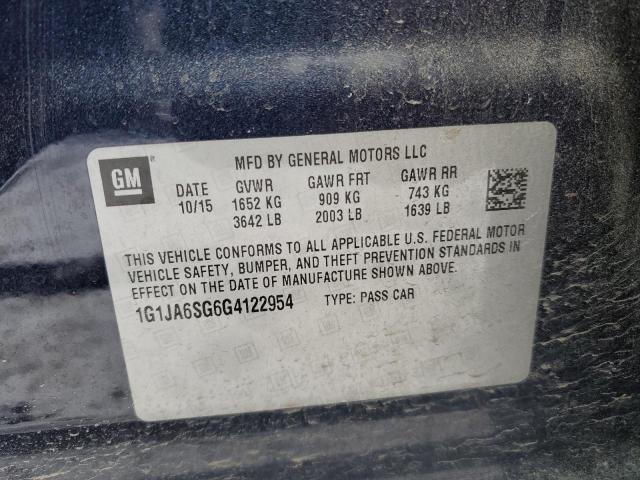 1G1JA6SG6G4122954 - 2016 CHEVROLET SONIC LS 蓝色 照片 12