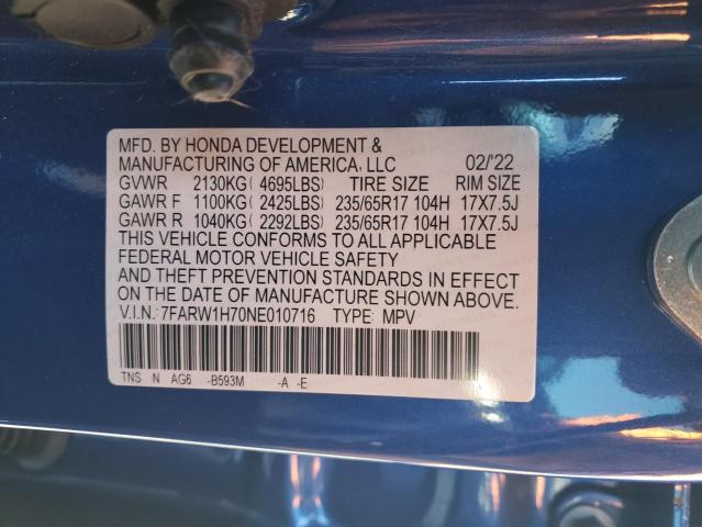 7FARW1H70NE010716 - 2022 HONDA CR-V SE BLUE photo 13