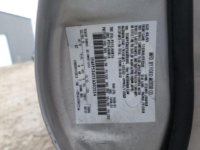 1FAFP53U55A302554 - 2005 FORD TAURUS SE SILVER photo 12