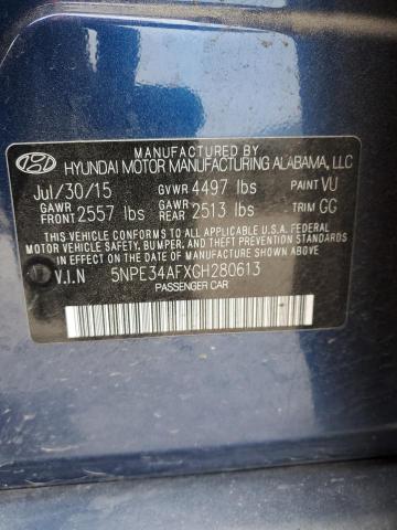 5NPE34AFXGH280613 - 2016 HYUNDAI SONATA SPORT BLUE photo 12