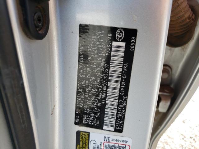 4T1BK46K37U536507 - 2007 TOYOTA CAMRY LE SILVER photo 13