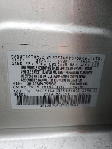 3N1AB7AP4EY220888 - 2014 NISSAN SENTRA S SILVER photo 12