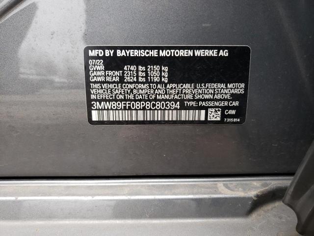 3MW89FF08P8C80394 - 2023 BMW 330XI GRAY photo 12