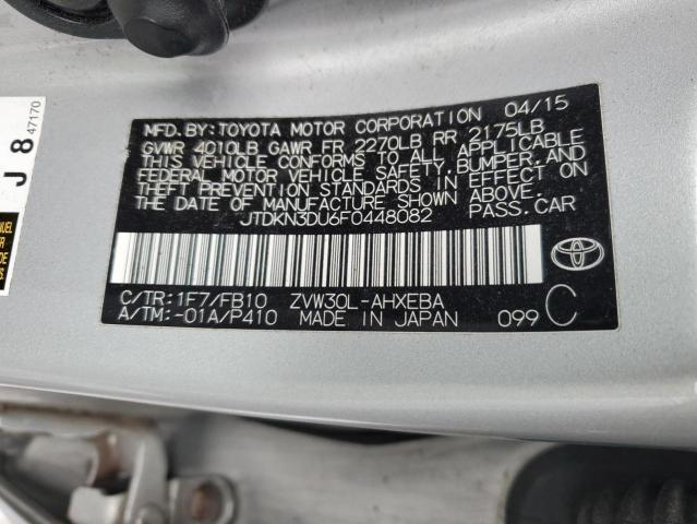 JTDKN3DU6F0448082 - 2015 TOYOTA PRIUS SILVER photo 13