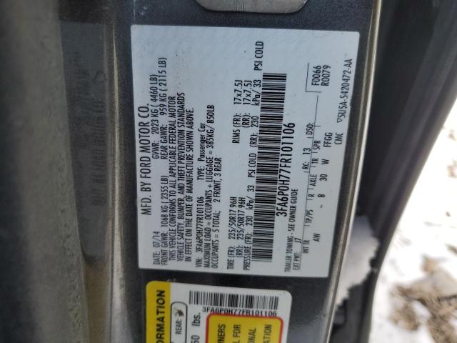 3FA6P0H77FR101106 - 2015 FORD FUSION SE GRAY photo 13