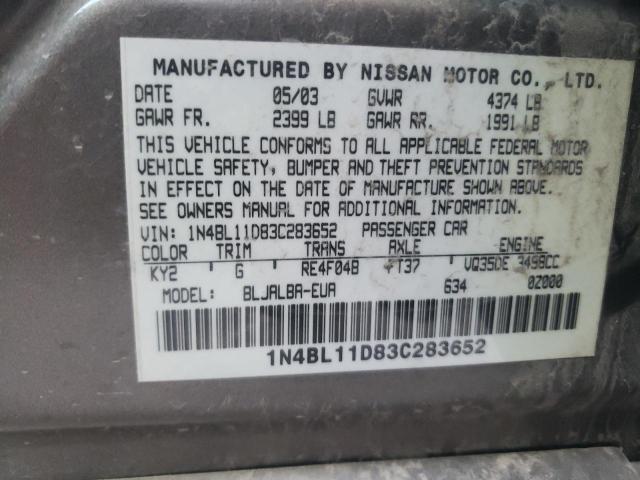 1N4BL11D83C283652 - 2003 NISSAN ALTIMA SE TAN photo 12