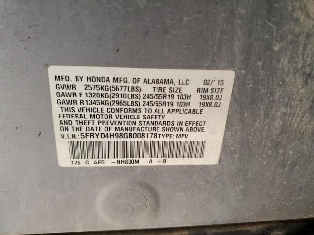 5FRYD4H98GB008178 - 2016 ACURA MDX ADVANCE SILVER photo 12