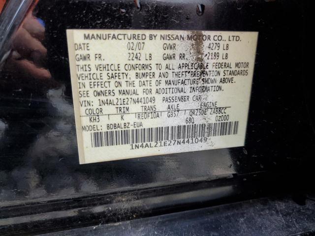 1N4AL21E27N441049 - 2007 NISSAN ALTIMA 2.5 BLACK photo 12