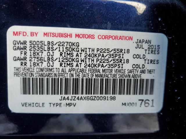 JA4JZ4AX6GZ009198 - 2016 MITSUBISHI OUTLANDER GT BLUE photo 13