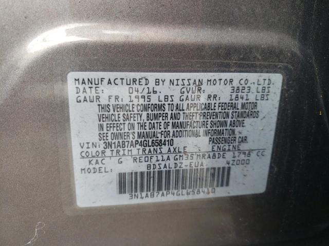 3N1AB7AP4GL658410 - 2016 NISSAN SENTRA S GRAY photo 13