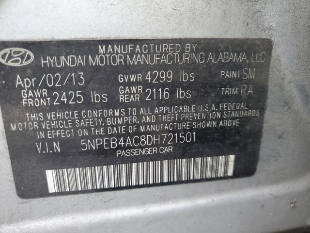 5NPEB4AC8DH721501 - 2013 HYUNDAI SONATA GLS SILVER photo 13