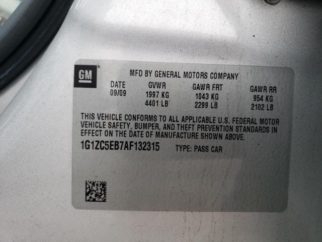 1G1ZC5EB7AF132315 - 2010 CHEVROLET MALIBU 1LT Gümüş foto 13