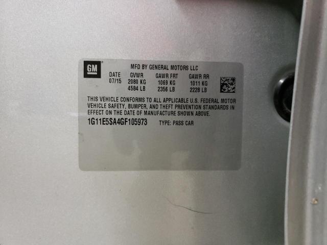 1G11E5SA4GF105973 - 2016 CHEVROLET MALIBU LTZ Күміс фото 12