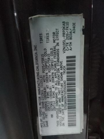 5TEGN92N72Z050040 - 2002 TOYOTA TACOMA DOUBLE CAB PRERUNNER BLACK photo 12