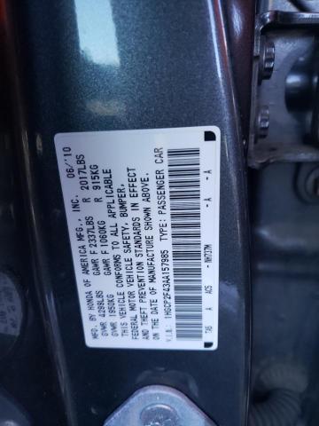 1HGCP2F43AA157985 - 2010 HONDA ACCORD LXP GRAY photo 12