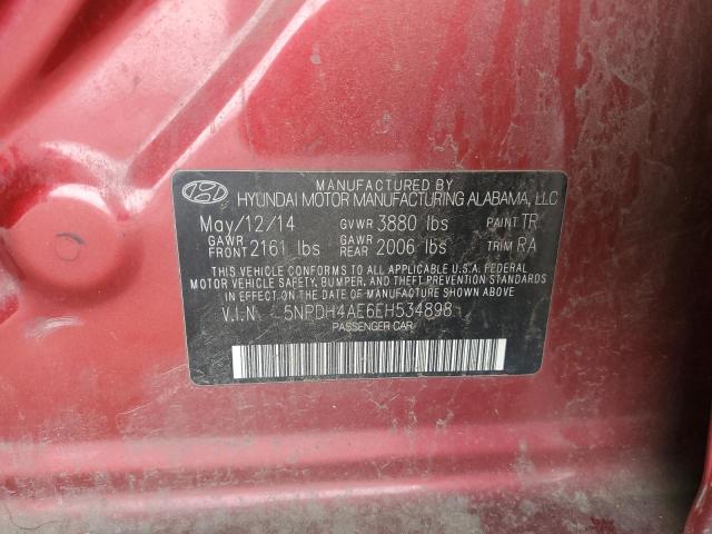 5NPDH4AE6EH534898 - 2014 HYUNDAI ELANTRA SE BURGUNDY photo 12