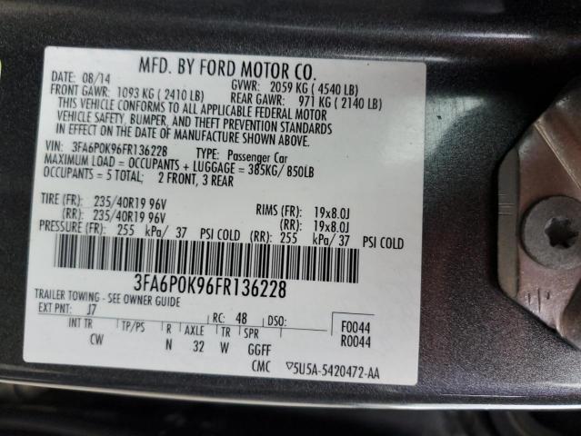 3FA6P0K96FR136228 - 2015 FORD FUSION TITANIUM GRAY photo 12