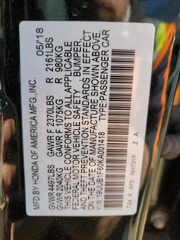 19UUB1F60KA001418 - 2019 ACURA TLX TECHNOLOGY 黑色 照片 12